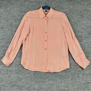 Josephine Chaus Silk Geometric Blouse Vintage Old Money Size 8 Petite